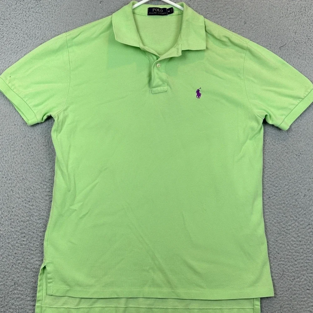 Polo Ralph Lauren Polo Shirt Mens Medium Lime Green Casual Rugby Short Sleeve